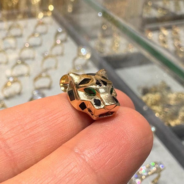 14K Solid Gold Panther Charm Tier Schmuck - Geburtstagsgeschenk