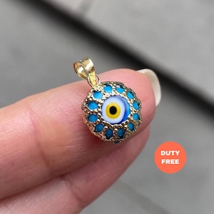 Evil Eye Pendant / 14k Solid Gold Evil Eye Necklace / Protection Evil Eye Charm / Birthday Gift / Jewelry for Women / Gift For Her