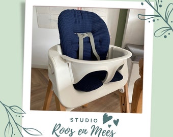 Ensemble de coussins Stokke Steps pour bébé - coton normal ou enduit / amovible - tissu gaufré luxueux bleu royal