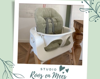 Stokke Steps ensemble de coussins pour bébé - coton normal ou enduit/amovible - olive côtelée