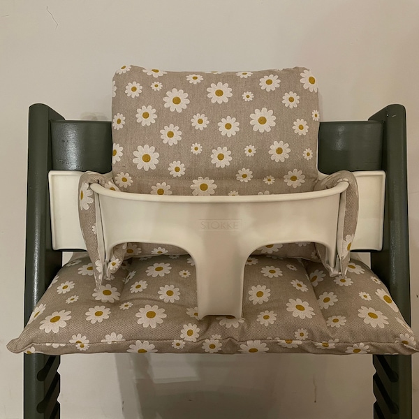 Stokke Tripp Trapp cushion set with daisy's Stokke high chair - luxury decorative fabric