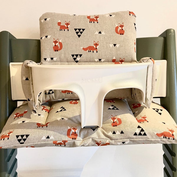 Über 300 Stoffe verfügbar! Luxuriöses Dekokissen-Set aus Stoff für Stokke Tripp Trapp Hochstuhl - Füchse - stokke cover/ sitzkissen/ coussin