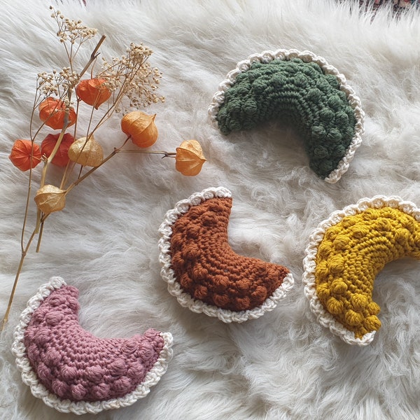 Celestial Boho Crochet Baby Rattle Pattern Quick Easy Simple Hippy Moon Nursery Toy Witchy