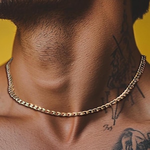 18k Miami Cuban Chain - Chunky Gold Chain Necklace for Men - Mens Gold Chain Real Gold Waterproof Chain - Men&#39;s Jewelry Gold Necklace, B007