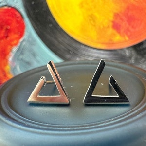 Mens Earrings Geometric Silver Studs – Minimalist Contemporary Masculine Earring for Men, Cool Male Jewelry