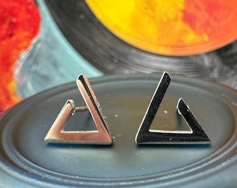 Mens Earrings Geometric Silver Studs – Minimalist Contemporary Masculine Earring for Men, Cool Male Jewelry