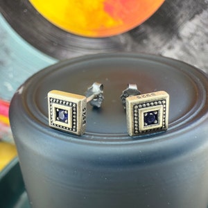 Mens Earrings Silver Studs – Minimalist Mens Jewelry, Edgy Ear Studs, Gem Earrings, Gifts for Him