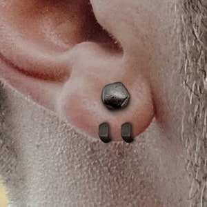 Mens Earrings - Silver Stud Earrings, Mens Studs, Minimalist, Male Earring, Black Earrings, Sterling Silver, Edgy, Stud Men, mens hoop, A142