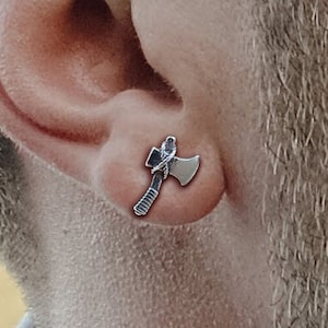 Mens Earrings, Axe earrings, Male earrings, Celtic mens edgy jewellery, viking axe, labrys, husband, boyfriend gift, kratos war axe, A358