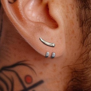 Mens Earrings Geometric Studs in Sterling Silver, Minimalist Modern Jewelry Gift for Him, Trendy Urban Men&#39;s Earring