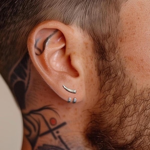 Mens Earrings - Silver Stud Earrings, Mens Studs, Minimalist, Male Earring Silver Edgy Studs for Men, tick v, hoop man earrings, A001