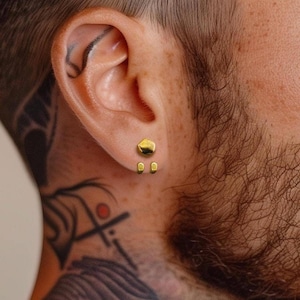 Mens Jewellery - Gold Stud Earrings, Men, Gift for manly man, Male Earring, Edgy, Mens Stud Earrings, Studs for Men, everyday earring A511