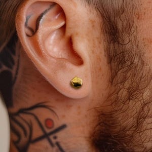 Mens Earrings - Gold Stud Earrings, Men, Gift for manly man, Male Earring, Edgy, Mens Stud Earrings, Studs for Men, everyday earring, A511