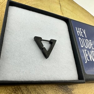 Modern and Edgy Earrings, Mens Earrings, Black Triangle Earring, Edgy Earrings, Black Earrings, A311