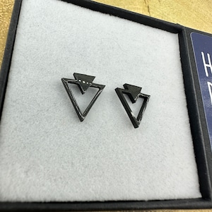 Edgy Earrings | Black Triangle Earrings for Men | Mens Gifts | Mens Studs Earrings, Black Jewellery, Black studs | Earrings for | A007