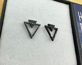 Edgy Earrings | Black Triangle Earrings for Men | Mens Gifts | Mens Studs Earrings, Black Jewellery, Black studs | Earrings for | A007