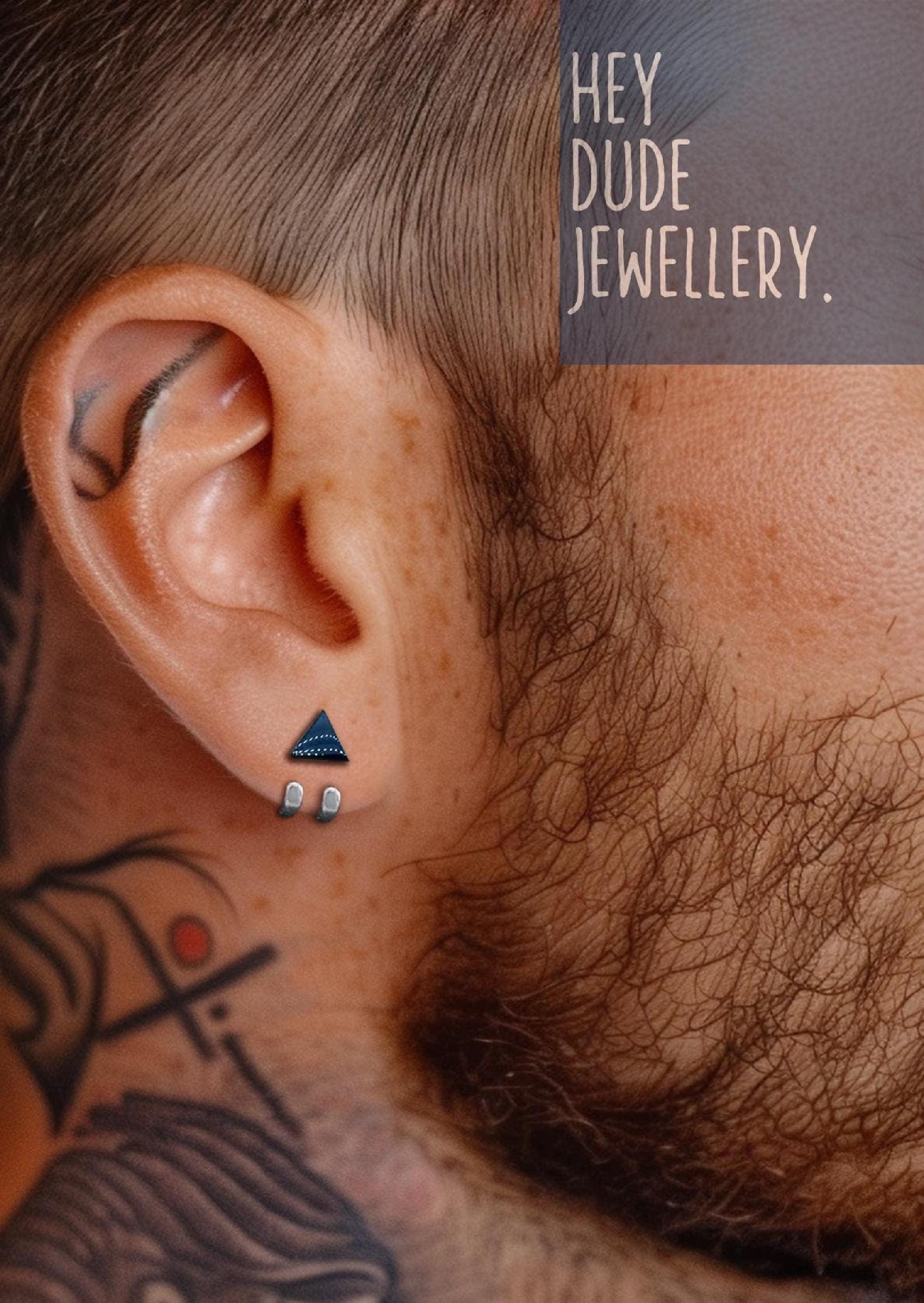 Mens Minimalist Earrings - Silver Stud Earrings, Men, Gift for manly man, Male Earring, Edgy, Mens Stud Earrings, Studs for Men, A501a