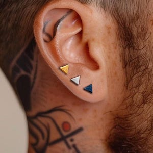 Mens Stacking Stud Earrings: Edgy Minimalist Set