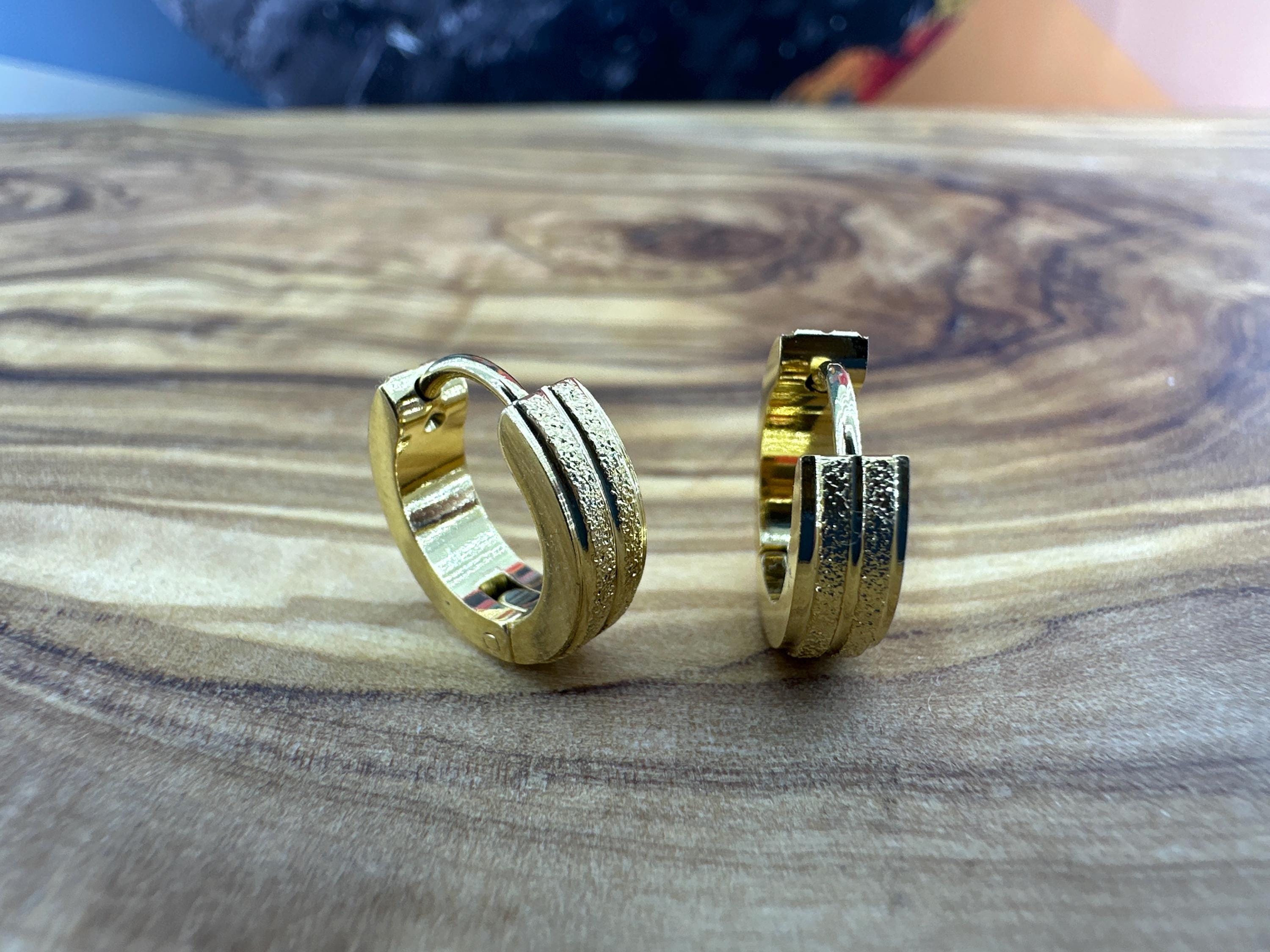 18K Gold Hoop Earring, Mens Earring, Stainless Steel Earring