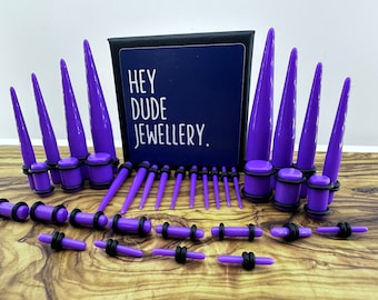 Ohr Dehnungs Kit, Stretching Kit, Lobe, Lila Ohr-Piercing Kit, Septum Dehner Ohr Gauges 14G, 12G, 10G, 8G, 6G, 4G, 2G, 0G, 00G, Drawk