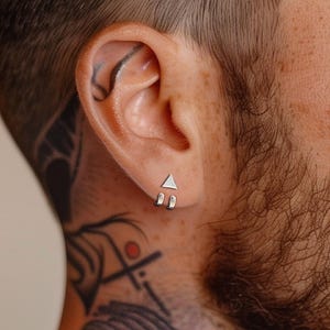 Mens Earrings - Silver Stud Earrings, Men, Gift for manly man, Male Earring, Edgy, Mens Stud Earrings, Studs for Men, everyday earring A388