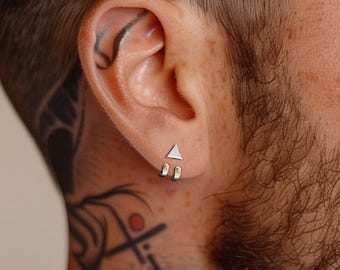 Mens Earrings - Silver Stud Earrings, Men, Gift for manly man, Male Earring, Edgy, Mens Stud Earrings, Studs for Men, everyday earring A388