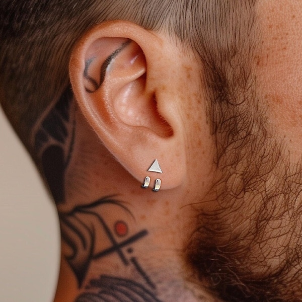 Mens Earrings - Silver Stud Earrings, Men, Gift for manly man, Male Earring, Edgy, Mens Stud Earrings, Studs for Men, everyday earring A388