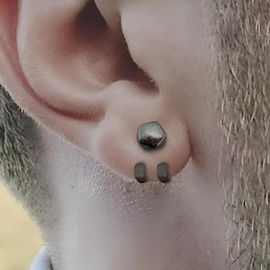 Mens Earrings Silver Hoops & Studs, Minimalist Men&#39;s Jewelry, Edgy Black or Sterling Hoop Earring