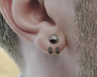 Mens Earrings Silver Hoops & Studs, Minimalist Men&#39;s Jewelry, Edgy Black or Sterling Hoop Earring