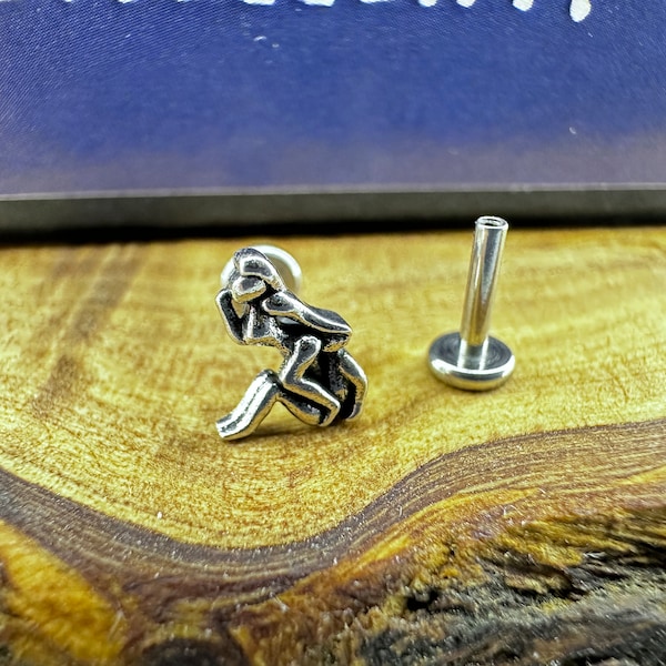 Flat back Earring Piercing | Surgical Steel Tragus Helix Cartilage Internally Threaded Earring with screw back men women earrings, A470