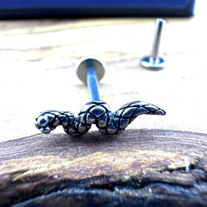 Flat back Earring Piercing Surgical Steel Tragus Helix Cartilage Internally Threaded Snake Earring with screw back men women earrings, A465