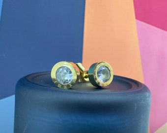 Heren oorbellen - Mens Gold Stud Oorbellen, minimalistische mannelijke oorbel gouden sieraden, edgy hengsten voor mannen, heren designer sieraden, A279a