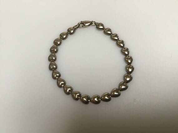 Silver necklace bracelet set Heart jewelry Vintag… - image 3