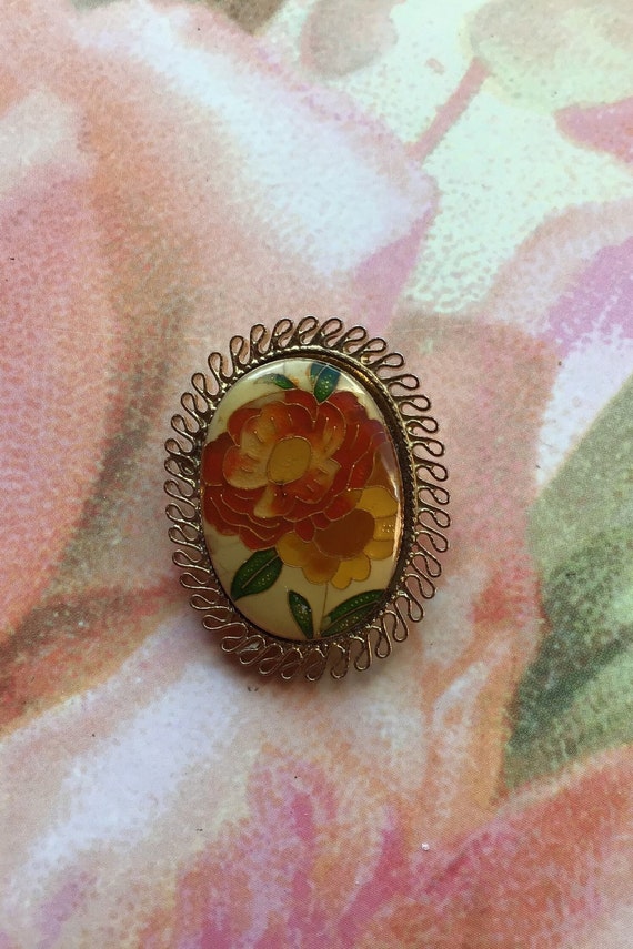 Rose brooch Vintage flower cameo Fashion jewelry … - image 2