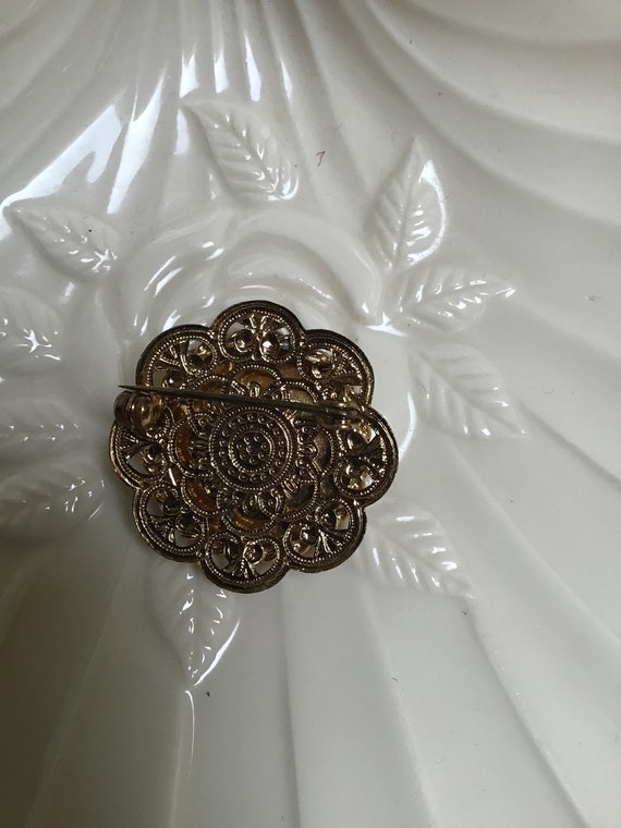 Rose brooch Vintage cameo embroidery rose Fashion… - image 4