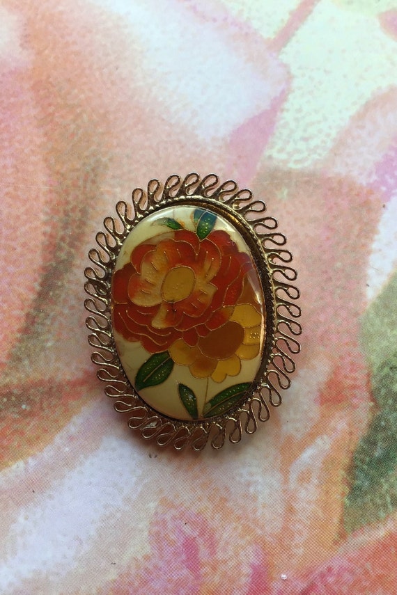 Rose brooch Vintage flower cameo Fashion jewelry … - image 1
