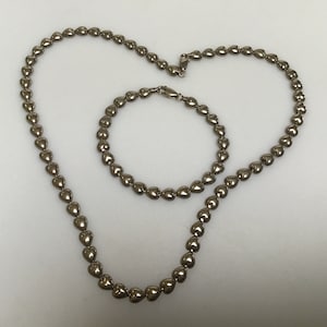 Vintage Sterling Silver heart chain necklace and bracelet set Vintage silver 925  90s Fashion jewelry Birthday gift for her