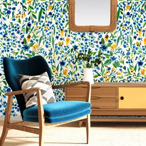 Wildflower Wallpaper Peel and Stick Mural Boho Botanical Removable Wall Paper