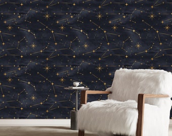Dark Night Sky Removable Wallpaper Kids Room Peel and Stick Nursery ...