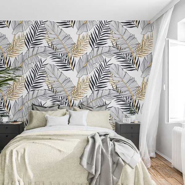 Black Green Gold Removable Wallpaper Etsy