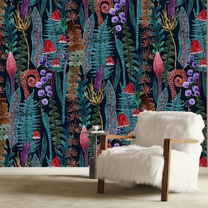 Magic Forest Wallpaper Peel and Stick, Mushroom Wallpaper, Removable Wall Paper