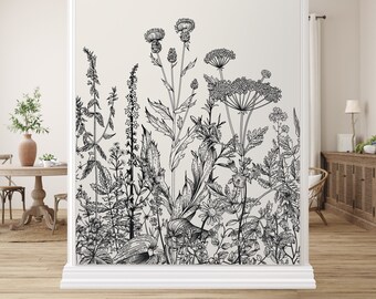 Wildflower Wallpaper Peel and Stick, Floral Wallpaper, Big Flowers Wallpaper, Removable Wall Paper