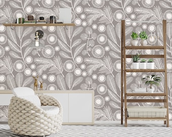 Scandinavian Wallpaper Peel and Stick, Beige Wallpaper, Branches Wallpaper, Botanical Wallpaper, Removable Wall Paper