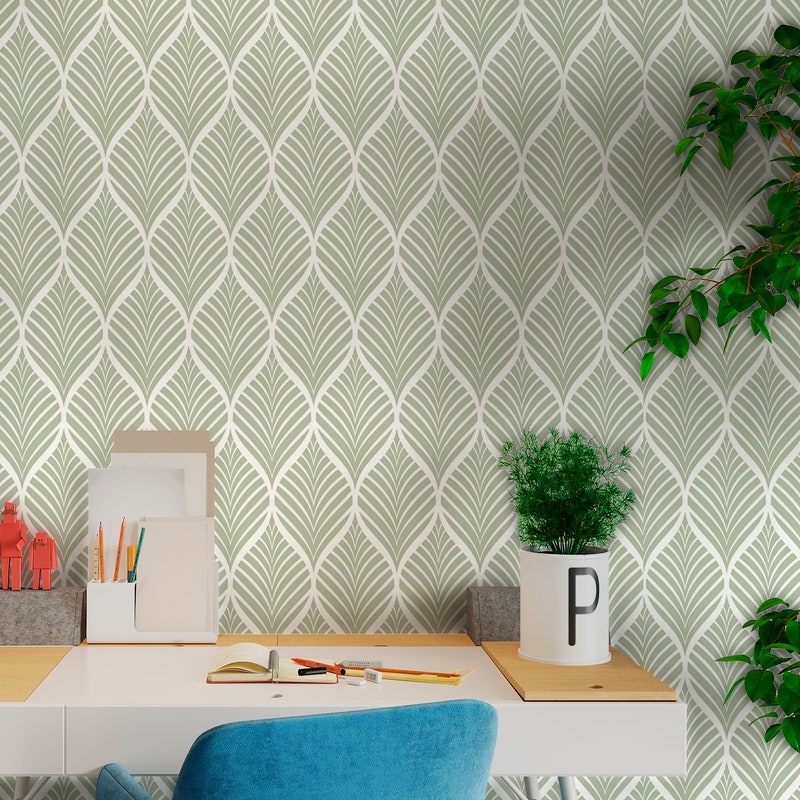 Green Geometric Wallpaper - Etsy