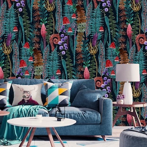 Magic Forest Wallpaper Peel and Stick, Mushroom Wallpaper, Removable Wall Paper