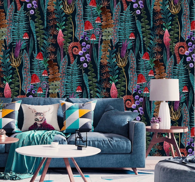 Magic Forest Wallpaper Peel and Stick, Mushroom Wallpaper, Removable Wall Paper