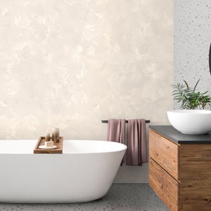 Beige Limewash Peel and Stick Wallpaper, Modern Neutral Plaster Textured Removable Wall Paper