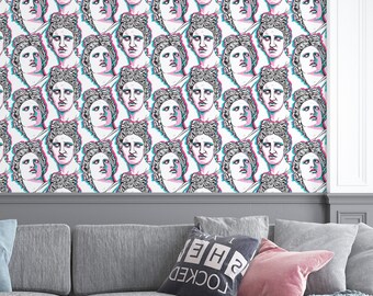 Apollo Wallpaper Peel and Stick, Modern Fashion Face Canvas Removable Wall Paper
