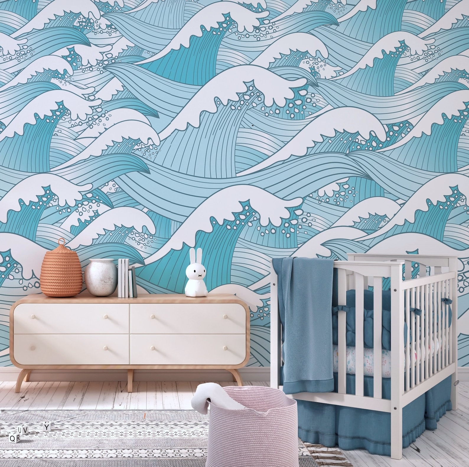Waves Wallpaper Peel and Stick Ocean Wallpaper Ocean Wall - Etsy