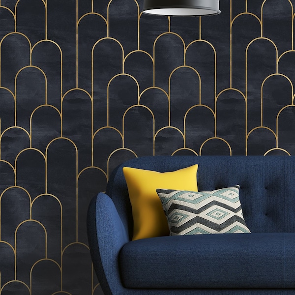 Black Geometric Wallpaper Etsy